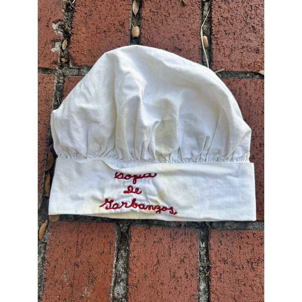 Apron chef cook Retro Fibbers Folly At Work kitchen novelty and Chefs Hat Vintag